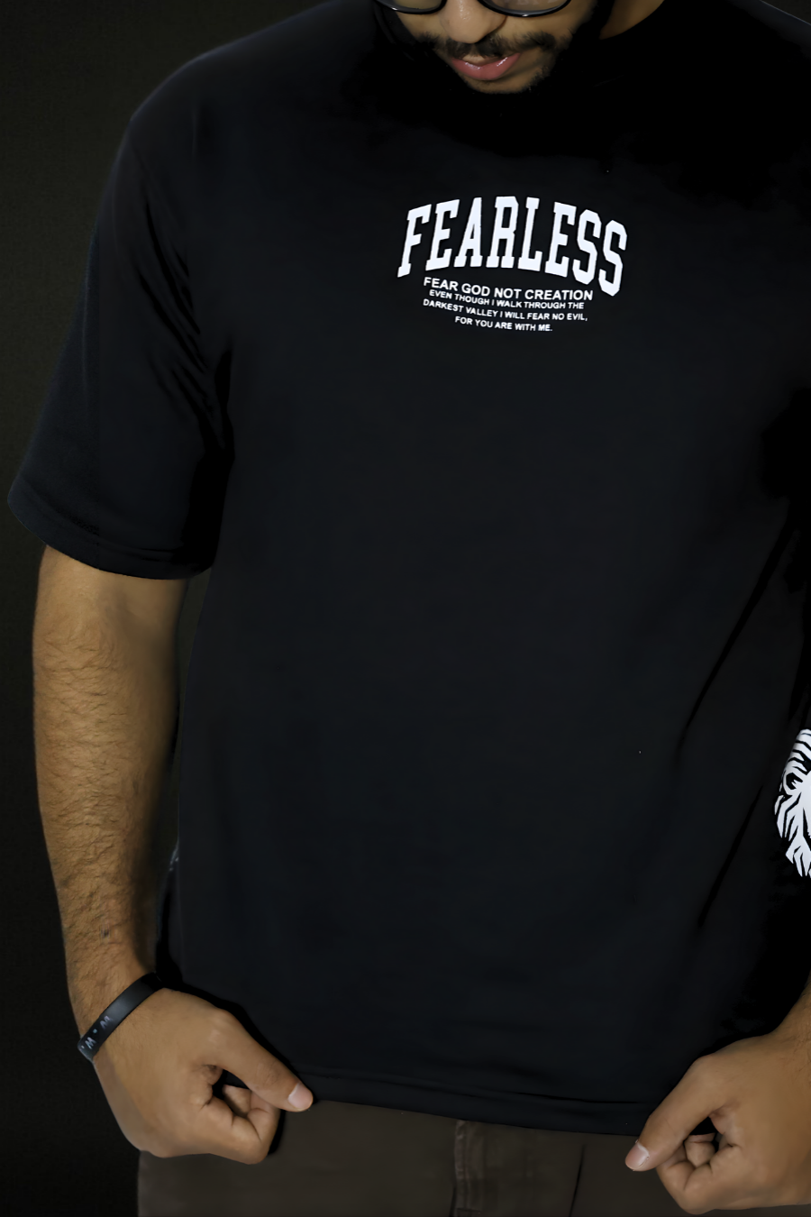 FEAR NO EVIL "PREMIUM" OVERSIZED TEE IN BLACK